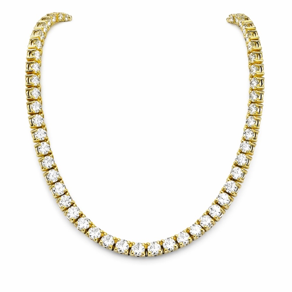 22.0 CT Gold Moissanite Diamond Tennis Necklace